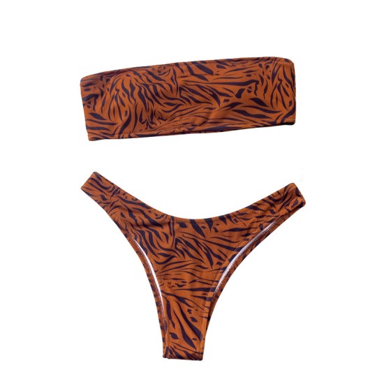 New strapless bikini set swimsuit sexy leopard print swimsuit