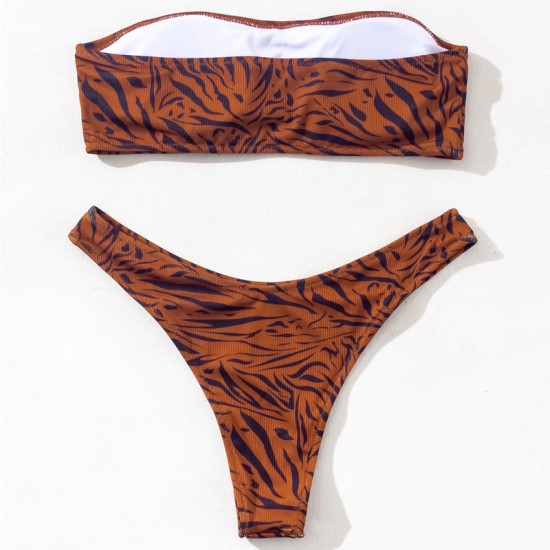 New strapless bikini set swimsuit sexy leopard print swimsuit