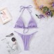 Sexy strap solid color separate body hanging neck swimsuit women