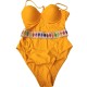  One-piece shell gathering hot spring swimsuit