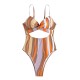 Korean version of ins style striped hollowed out sexy swimsuit