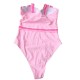 One-piece swimsuit women's pink wide strap tight one-piece