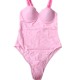 One-piece swimsuit women's pink wide strap tight one-piece