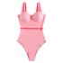 One-piece swimsuit women's pink wide strap tight one-piece