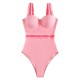 One-piece swimsuit women's pink wide strap tight one-piece