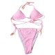 Bikini sexy solid color hanging neck strap women's swimsuit